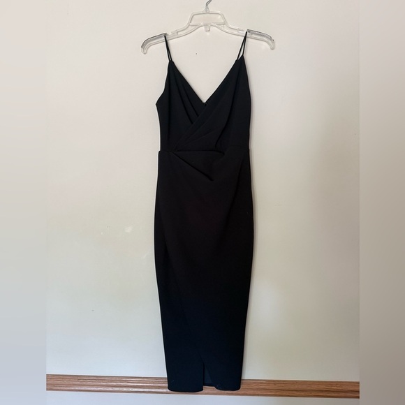 Betsey Johnson Black Tulip Hem Dress Faux Wrap Cocktail - Picture 6 of 14